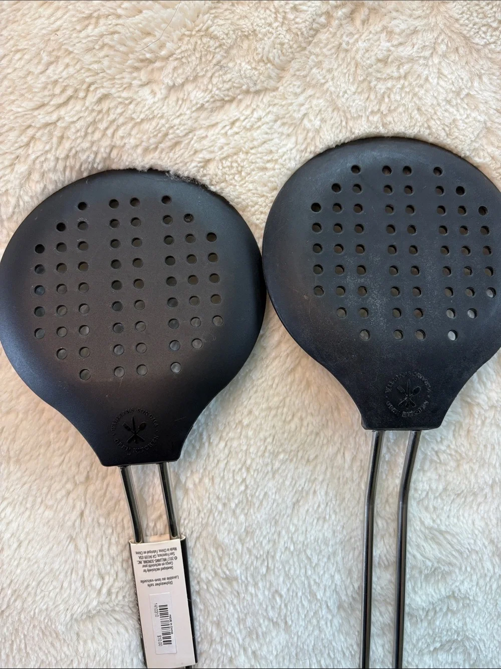 Williams Sonoma Black Nylon Slotted Spoons with Stainless Handles (Set of 2)